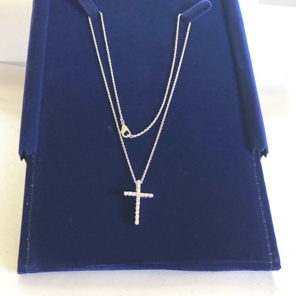 Jewelry - AAA CZ Diamond Cross Necklace 18” Gift Box